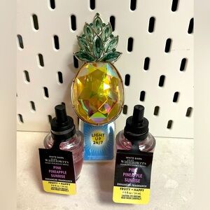3pcs White Barn Wallflowers Pineapple Sunrise Set with Green and Yellow Accents